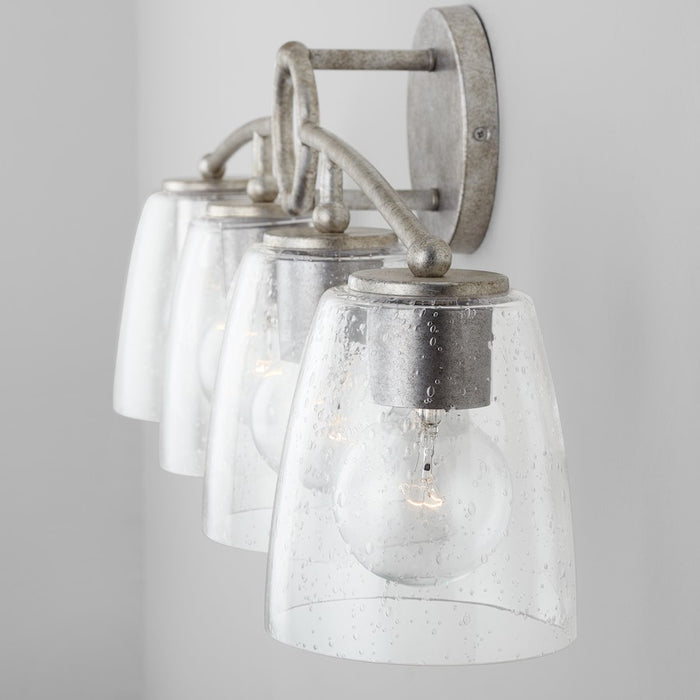 Capital Lighting Oran Vanity, Antique Silver/Clear Seeded
