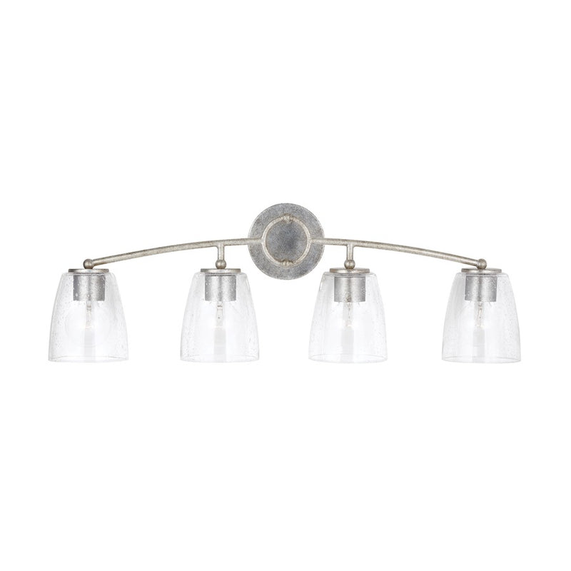 Capital Lighting Oran Vanity, Antique Silver/Clear Seeded
