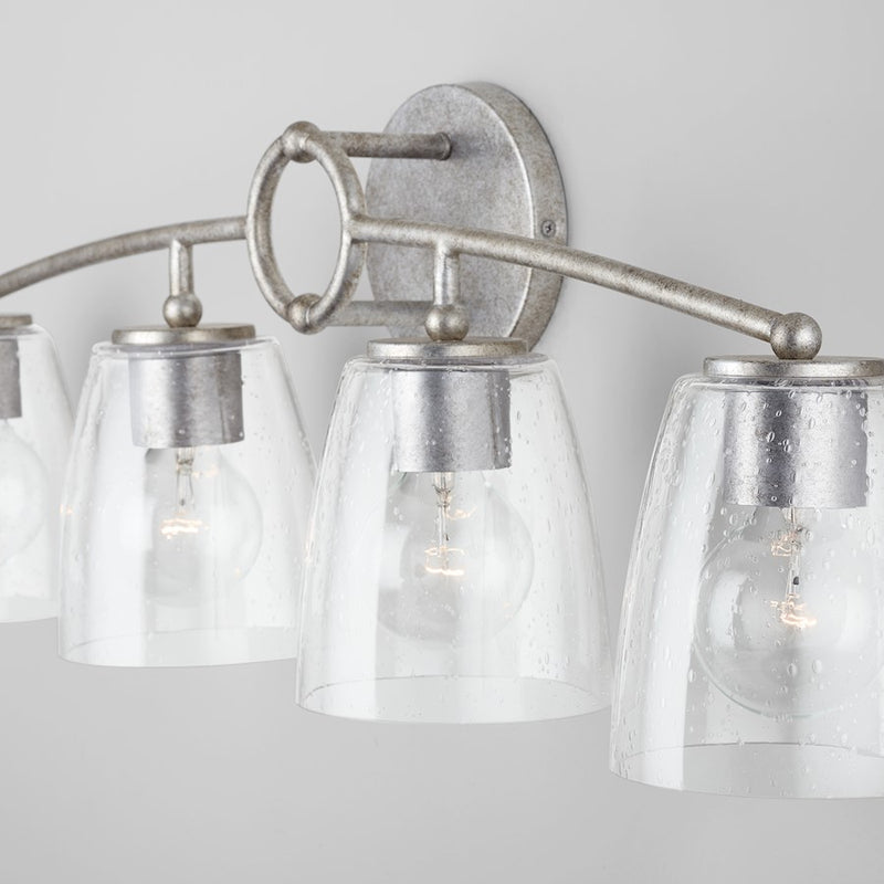 Capital Lighting Oran Vanity, Antique Silver/Clear Seeded