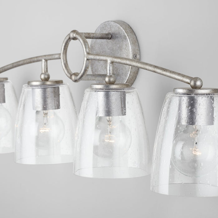 Capital Lighting Oran Vanity, Antique Silver/Clear Seeded