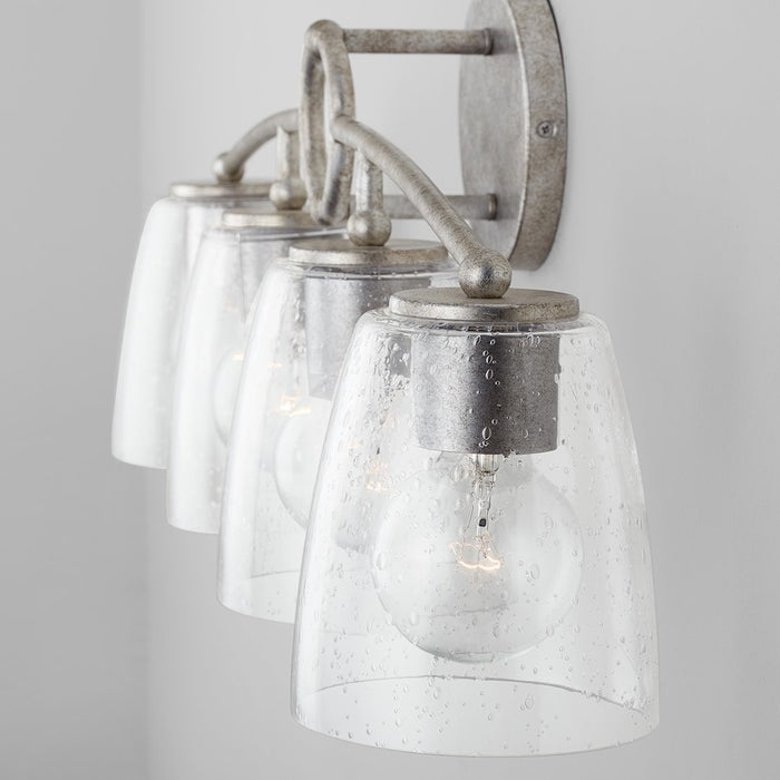 Capital Lighting Oran Vanity, Antique Silver/Clear Seeded