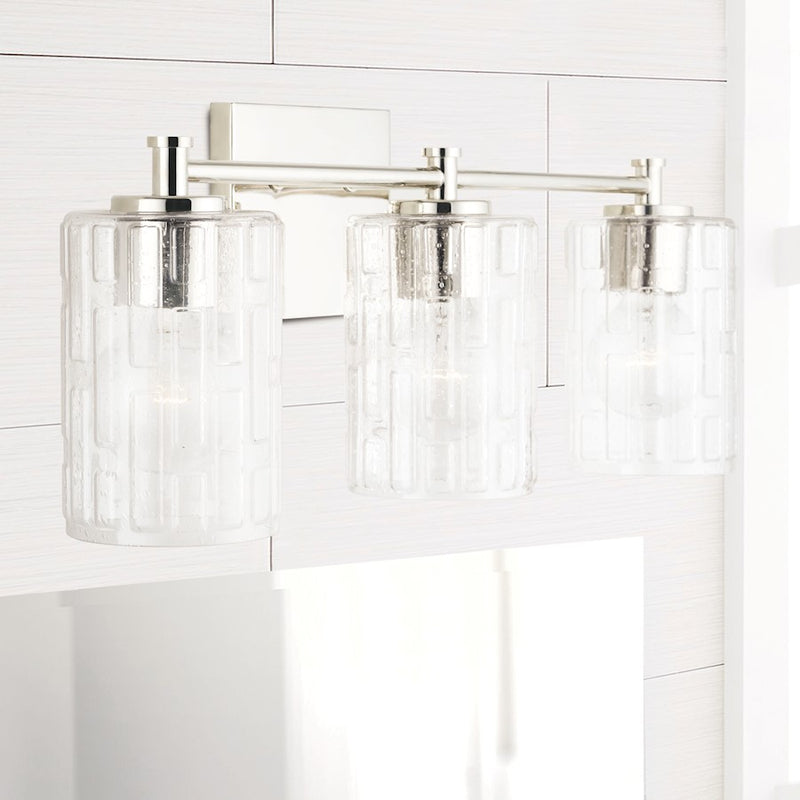 Capital Lighting 2-Light Vanity, Clear Embossed