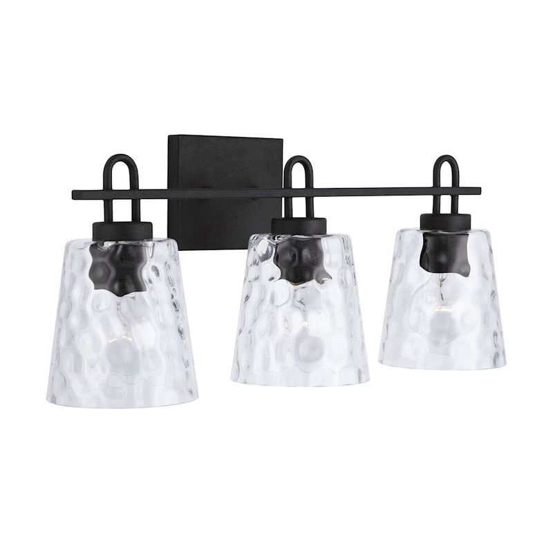 Capital Lighting Vanity, Black Iron/Clear Water