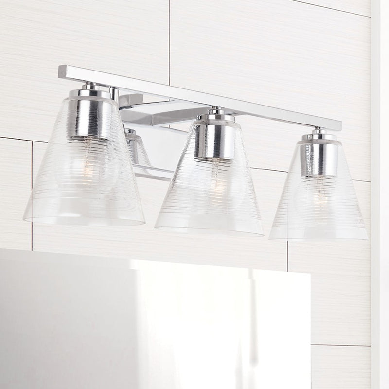 Capital Lighting Vanity, Chrome/Clear Embossed Spiral
