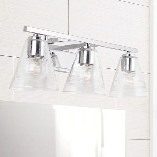 Capital Lighting Vanity, Chrome/Clear Embossed Spiral