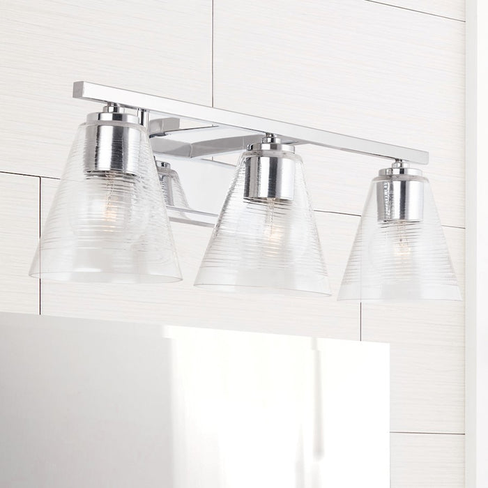 Capital Lighting Vanity, Chrome/Clear Embossed Spiral