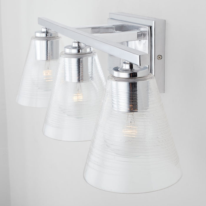 Capital Lighting Vanity, Chrome/Clear Embossed Spiral