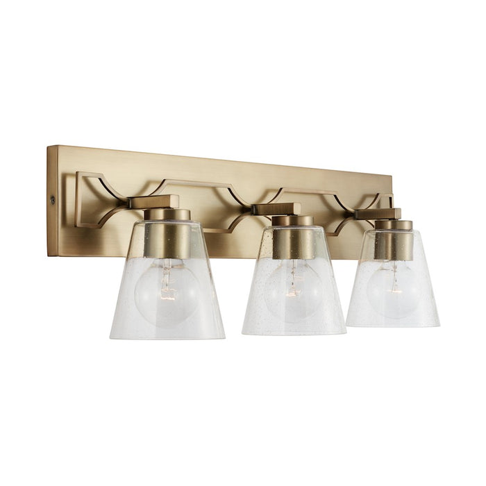 Capital Lighting Jordyn 3-Light Vanity, Aged Brass/Clear Seeded