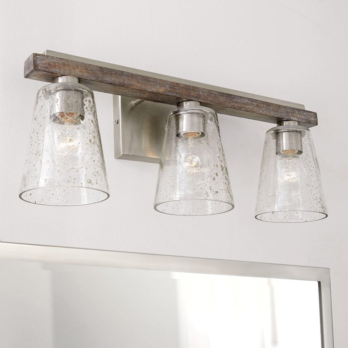 Capital Lighting Connor 3-Light Vanity, Black Matte Nickel/Clear