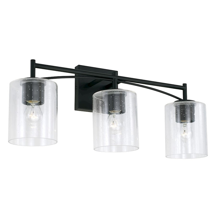 Capital Lighting Peyton Vanity, Matte Black/Clear Seeded