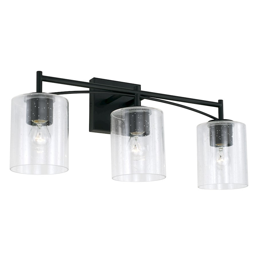 Capital Lighting Peyton Vanity, Matte Black/Clear Seeded