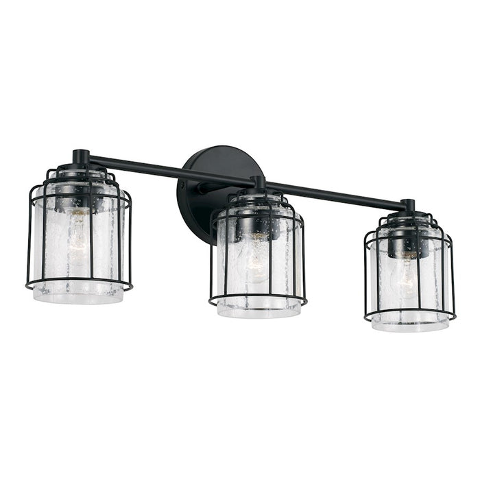 Capital Lighting Harmon Vanity, Matte Black/Clear Seeded