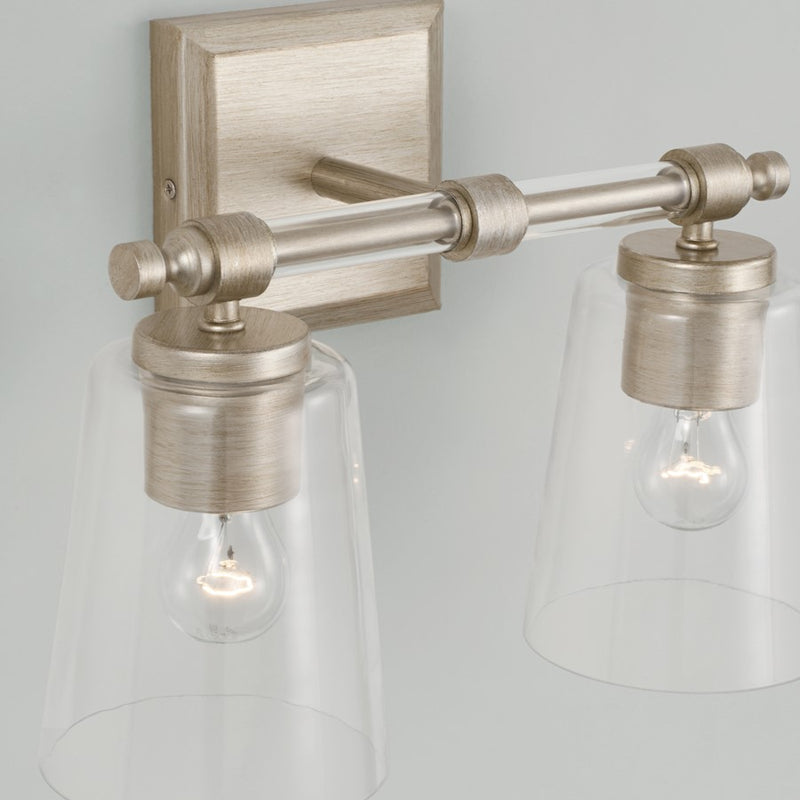 Capital Lighting Breigh 2 Light Vanity, Brushed Champagne/Clear
