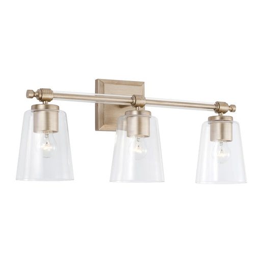 Capital Lighting Breigh 3 Light Vanity, Brushed Champagne/Clear