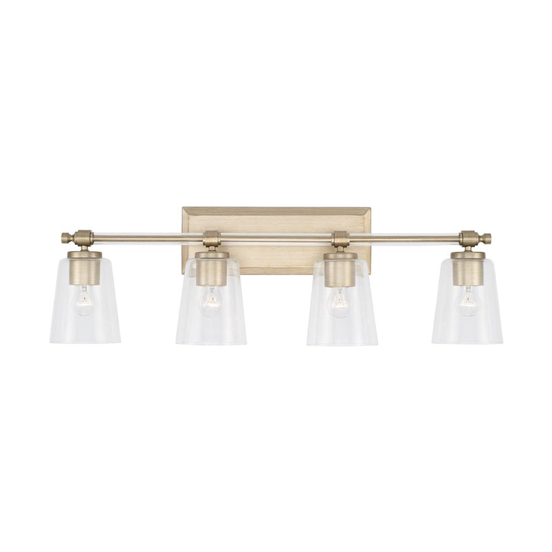 Capital Lighting Breigh 4 Light Vanity, Brushed Champagne/Clear