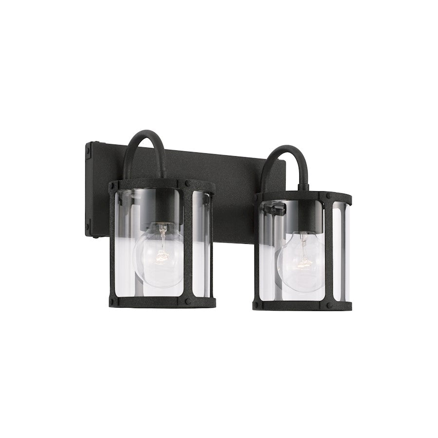 Capital Lighting Brennen 2 Light Vanity, Black Iron/Clear