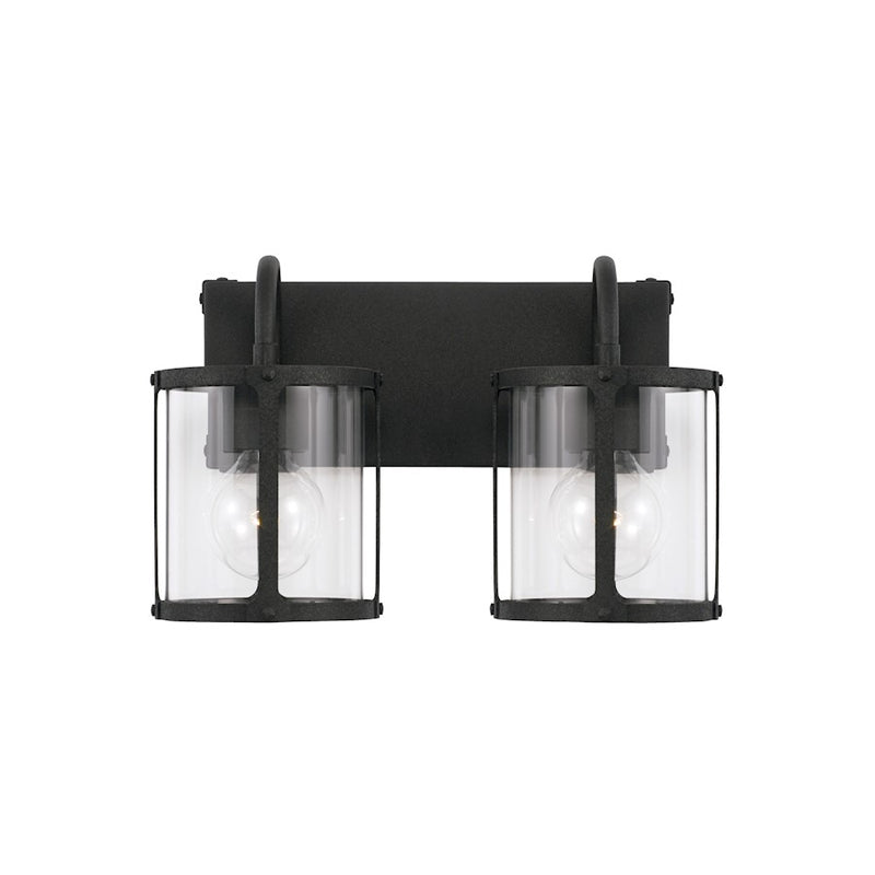Capital Lighting Brennen 2 Light Vanity, Black Iron/Clear