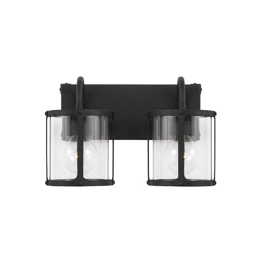 Capital Lighting Brennen 2 Light Vanity, Black Iron/Clear