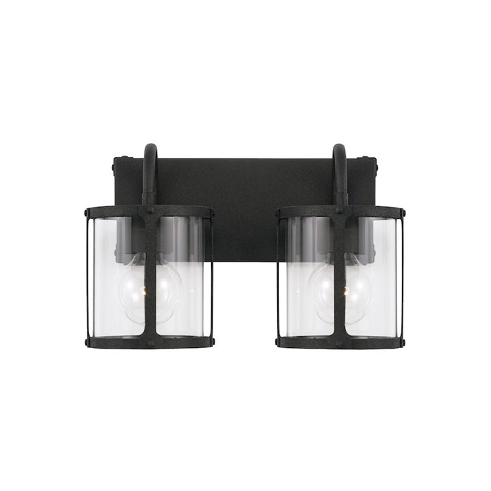 Capital Lighting Brennen 2 Light Vanity, Black Iron/Clear