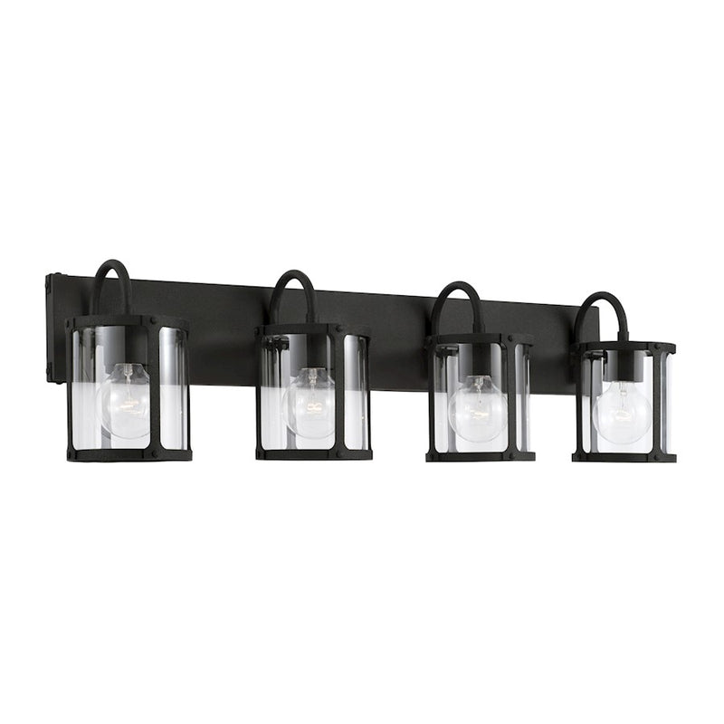 Capital Lighting Brennen 4 Light Vanity, Black Iron/Clear