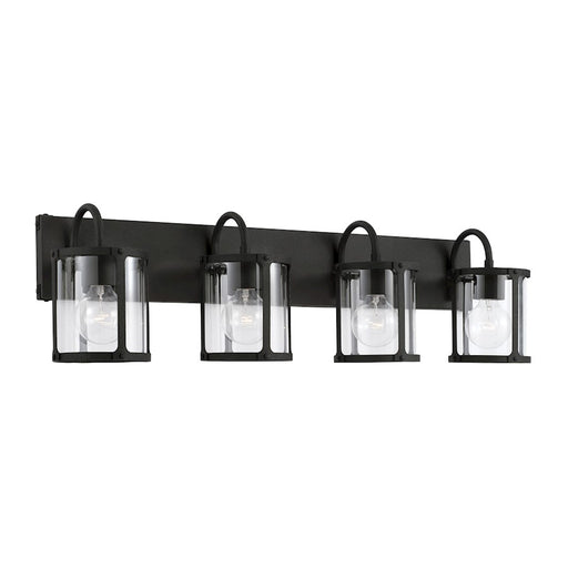 Capital Lighting Brennen 4 Light Vanity, Black Iron/Clear