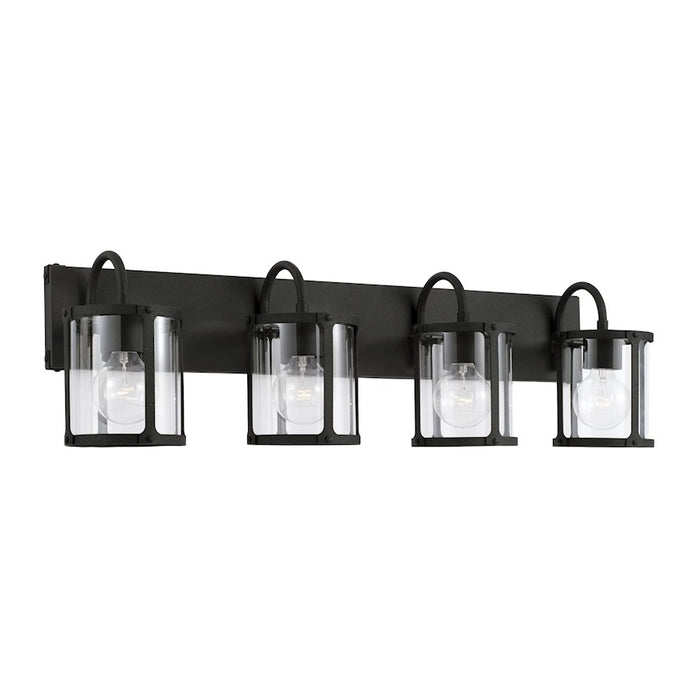 Capital Lighting Brennen 4 Light Vanity, Black Iron/Clear