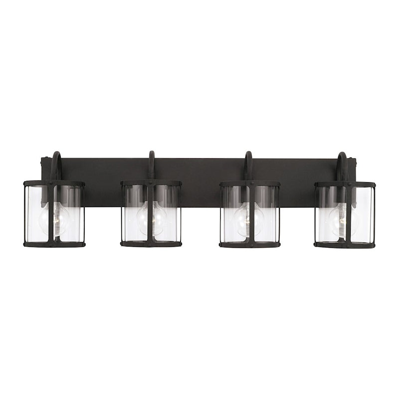 Capital Lighting Brennen 4 Light Vanity, Black Iron/Clear