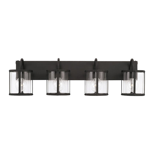 Capital Lighting Brennen 4 Light Vanity, Black Iron/Clear