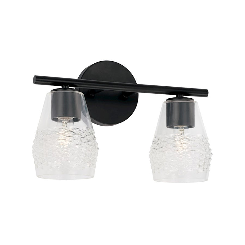 Capital Lighting Dena 2 Light Vanity, Diamond Embossed