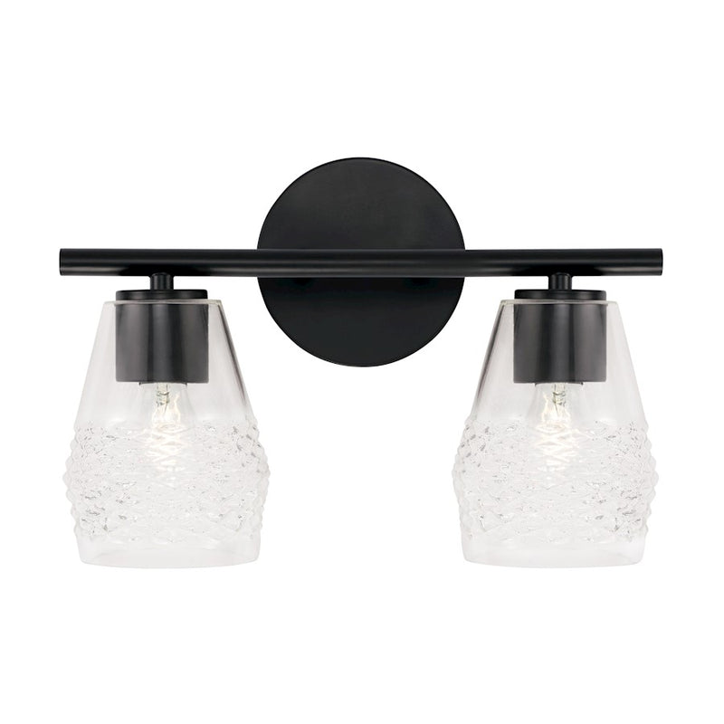 Capital Lighting Dena 2 Light Vanity, Diamond Embossed