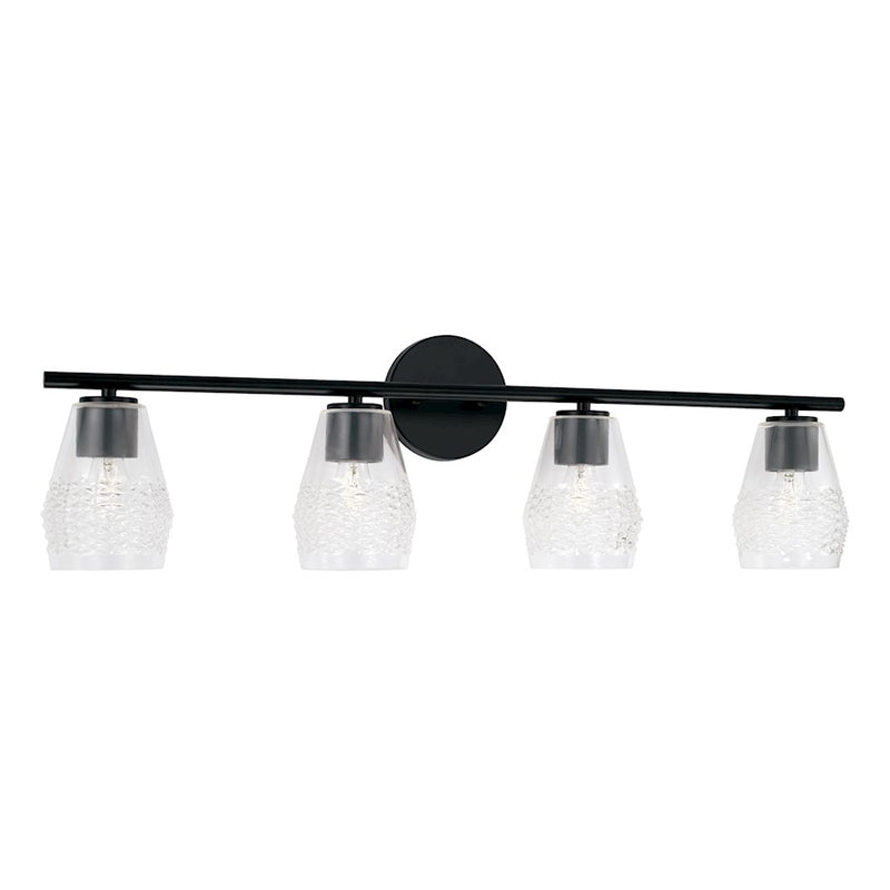 Capital Lighting Dena 4 Light Vanity, Diamond Embossed