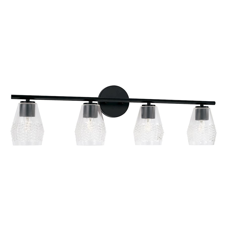 Capital Lighting Dena 4 Light Vanity, Diamond Embossed