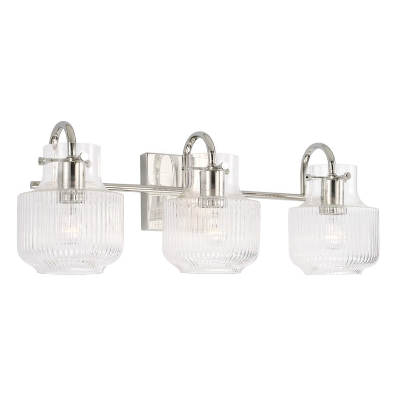 Capital Lighting Nyla 3 Light Vanity, Clear Fluted