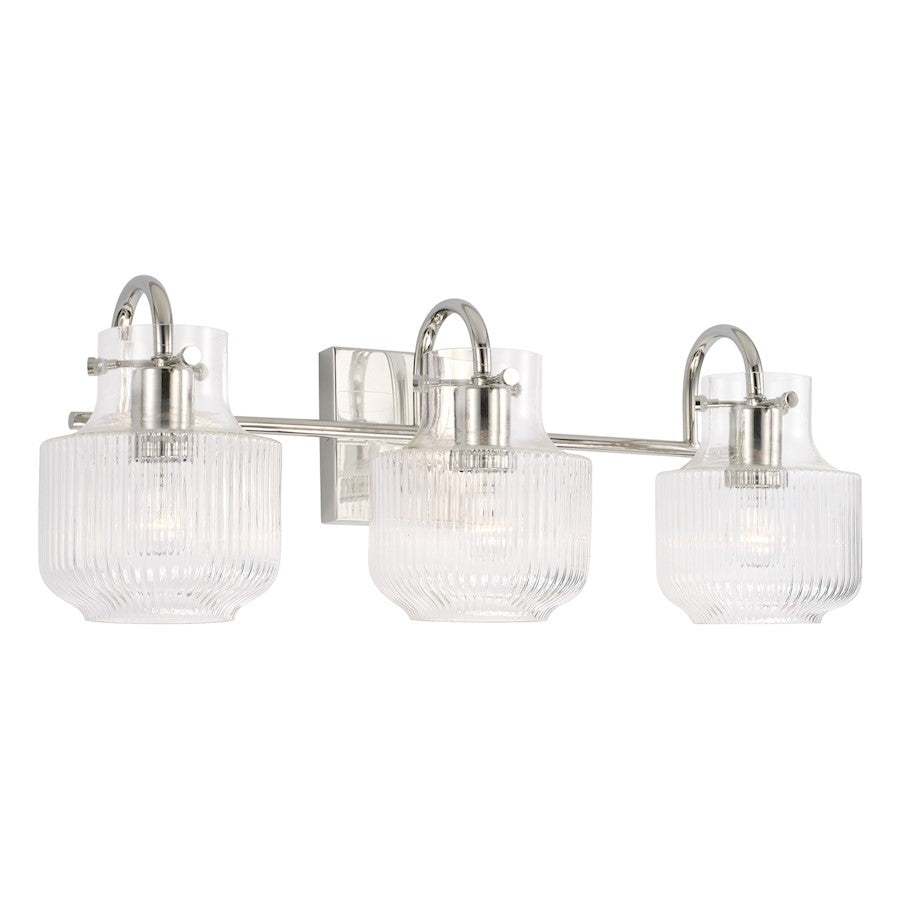Capital Lighting Nyla 3 Light Vanity, Clear Fluted