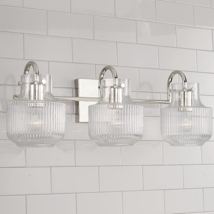 Capital Lighting Nyla 3 Light Vanity, Clear Fluted