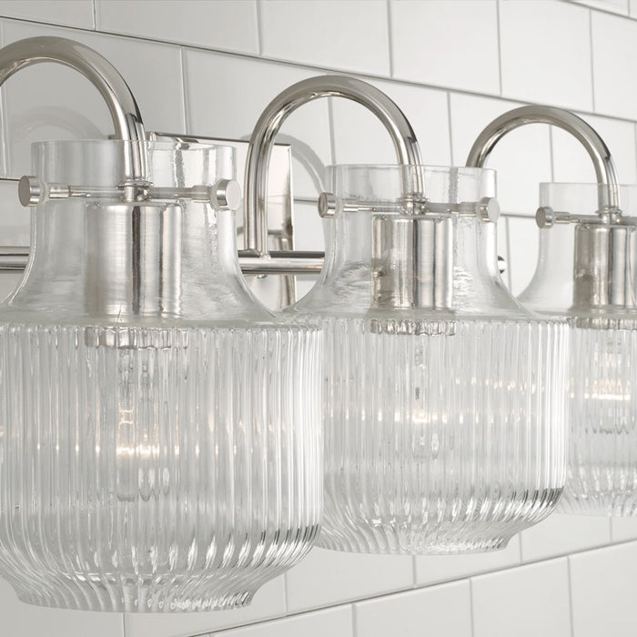 Capital Lighting Nyla 3 Light Vanity, Clear Fluted