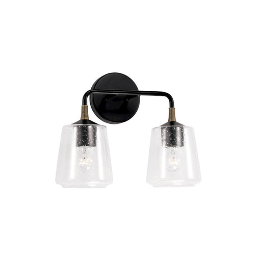 Capital Lighting Amara 2 Light Vanity, Black/Brass/Clear Seeded