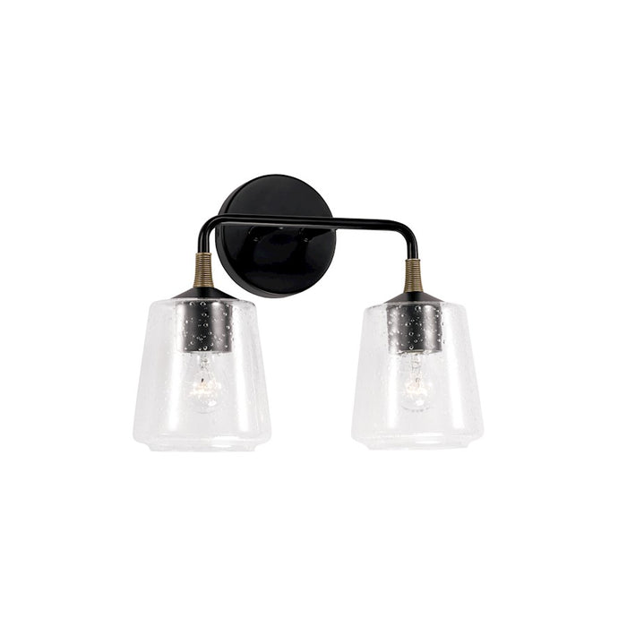 Capital Lighting Amara 2 Light Vanity, Black/Brass/Clear Seeded
