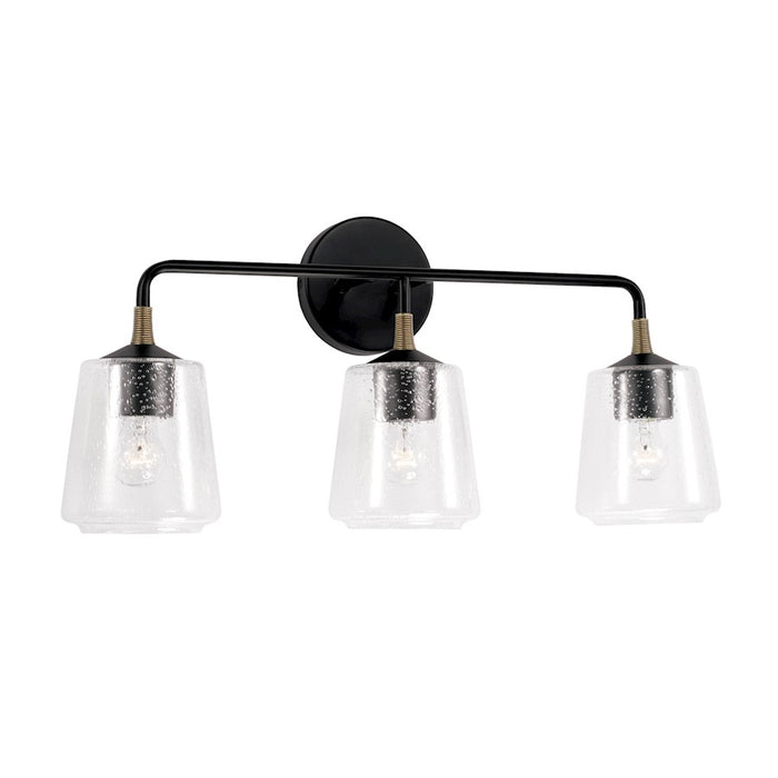 Capital Lighting Amara 3 Light Vanity, Black/Brass/Clear Seeded