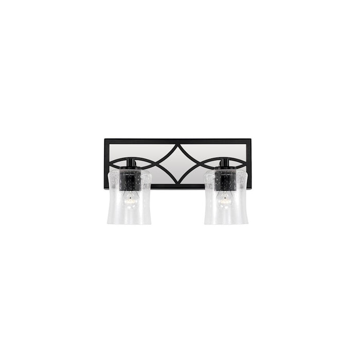 Capital Lighting Avery 2 Light Vanity, Matte Black/Clear Seeded