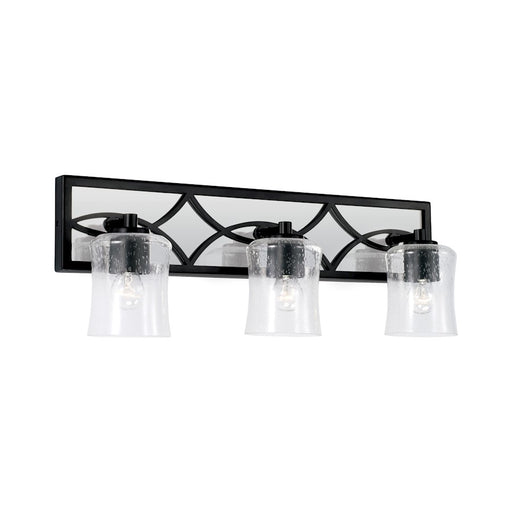Capital Lighting Avery 3 Light Vanity, Matte Black/Clear Seeded
