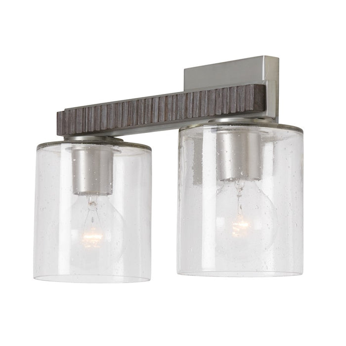 Capital Lighting Sawyer 2 Light Vanity, Grey/Nickel/Clear Seeded