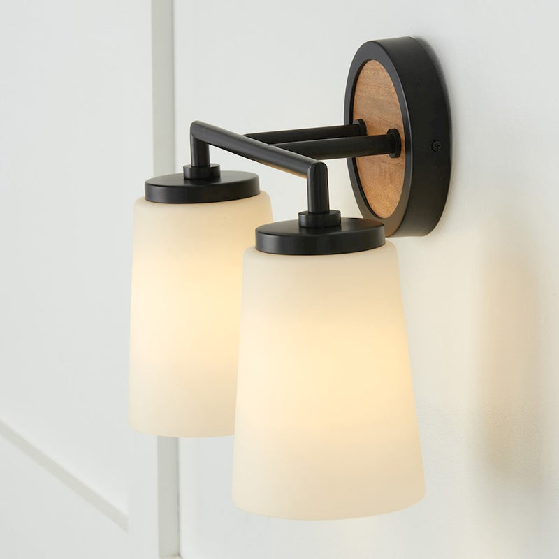 Capital Lighting Jonah 2 Vanity, Wood/Black/Soft White