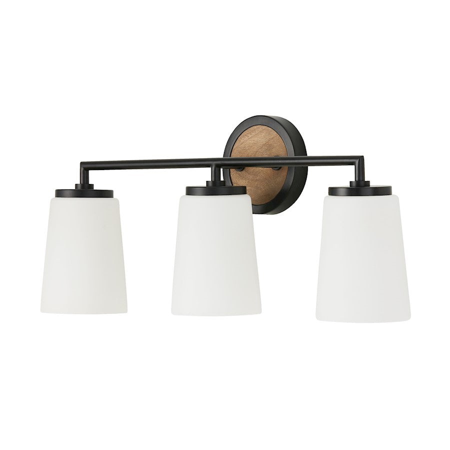 Capital Lighting Jonah 3 Vanity, Wood/Black/Soft White