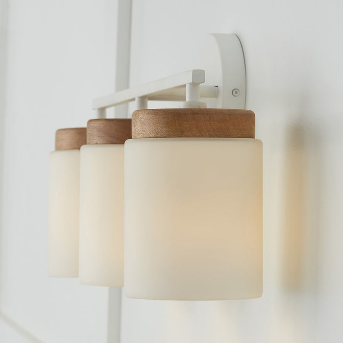 Capital Lighting Liam 3 Light Vanity, Light Wood/White/Soft White