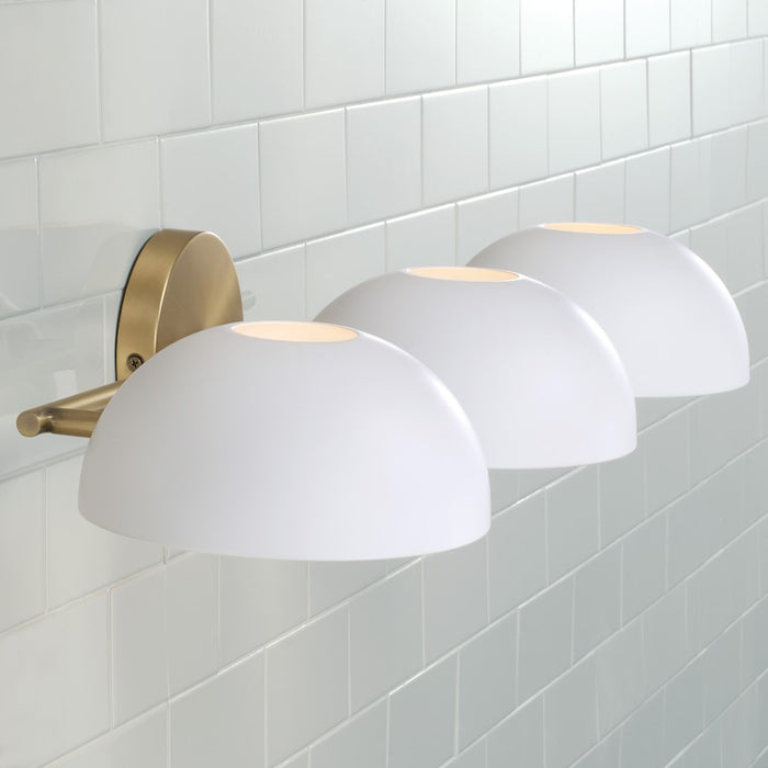 Capital Lighting Reece 3 Light Vanity, Brass/White/White