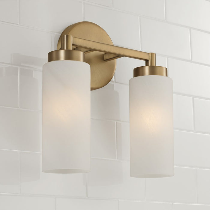 Capital Lighting Alyssa 2 Light Vanity, Brass/Faux Alabaster