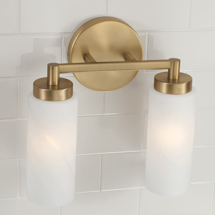 Capital Lighting Alyssa 2 Light Vanity, Brass/Faux Alabaster