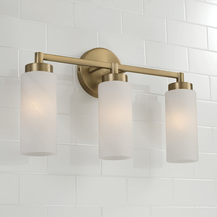 Capital Lighting Alyssa 3 Light Vanity, Brass/Faux Alabaster