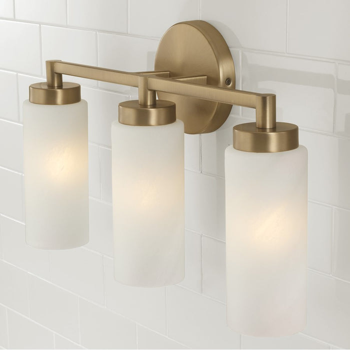 Capital Lighting Alyssa 3 Light Vanity, Brass/Faux Alabaster